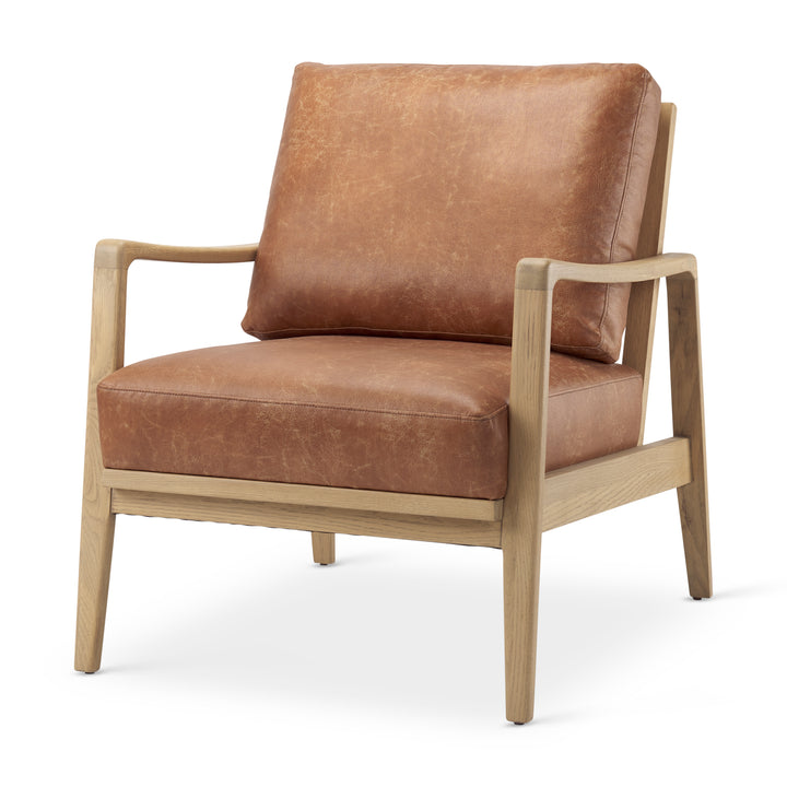 Raeleigh Tan Faux Leather Accent Chair Living Room Mercana