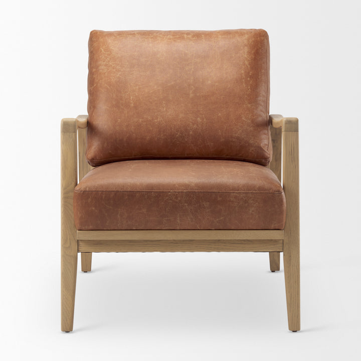 Raeleigh Tan Faux Leather Accent Chair Living Room Mercana