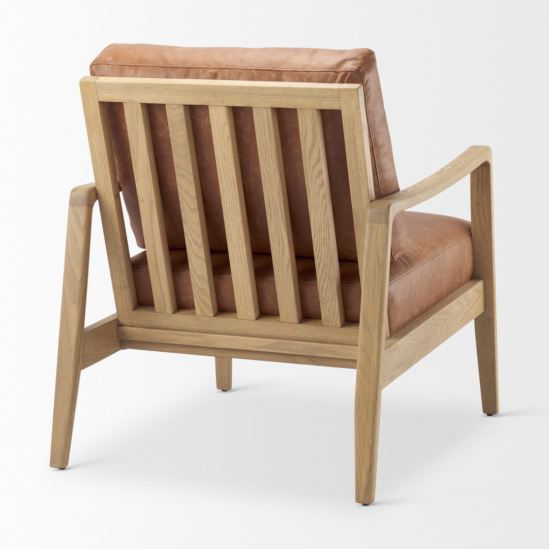 Raeleigh Tan Faux Leather Accent Chair Living Room Mercana