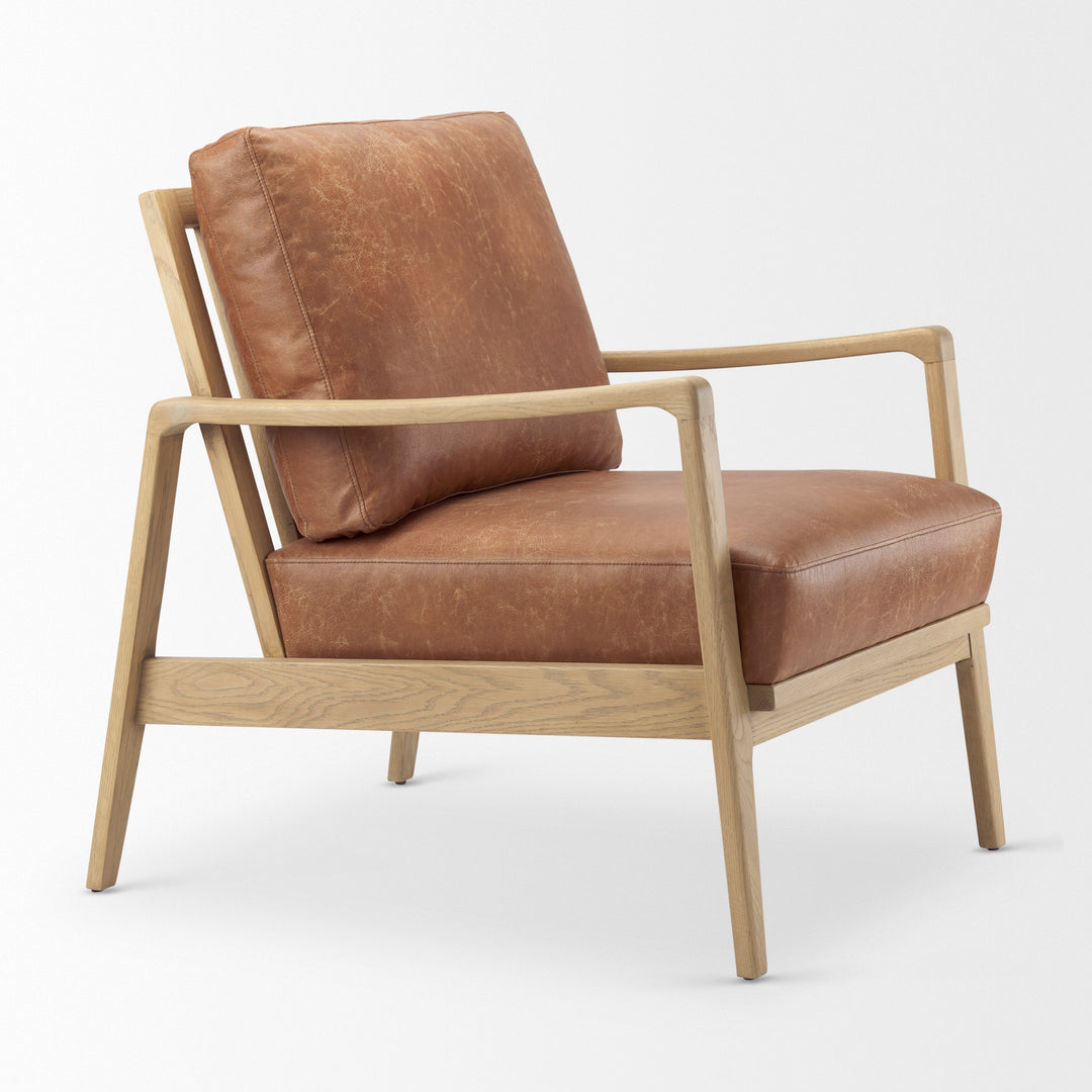 Raeleigh Tan Faux Leather Accent Chair Living Room Mercana