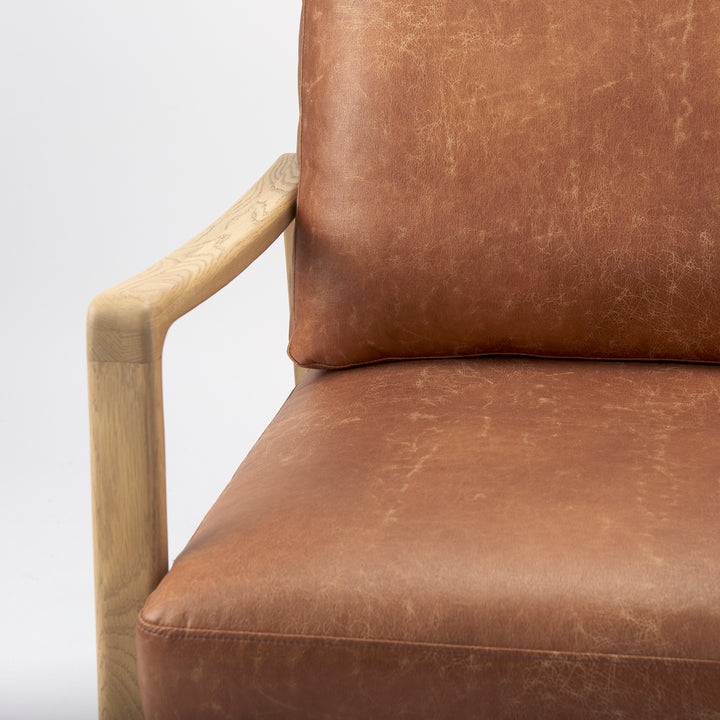 Raeleigh Tan Faux Leather Accent Chair Living Room Mercana