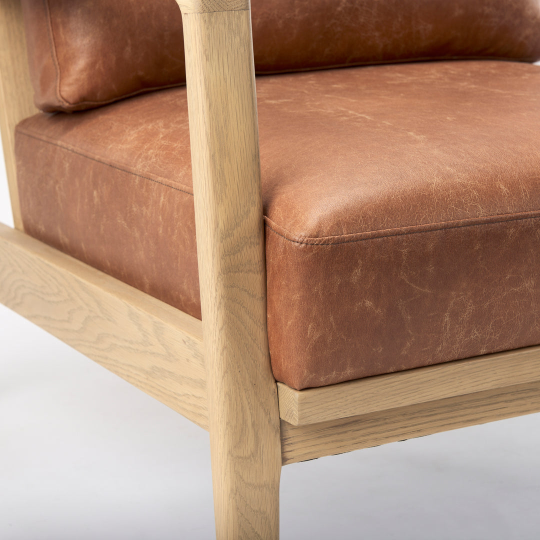 Raeleigh Tan Faux Leather Accent Chair Living Room Mercana