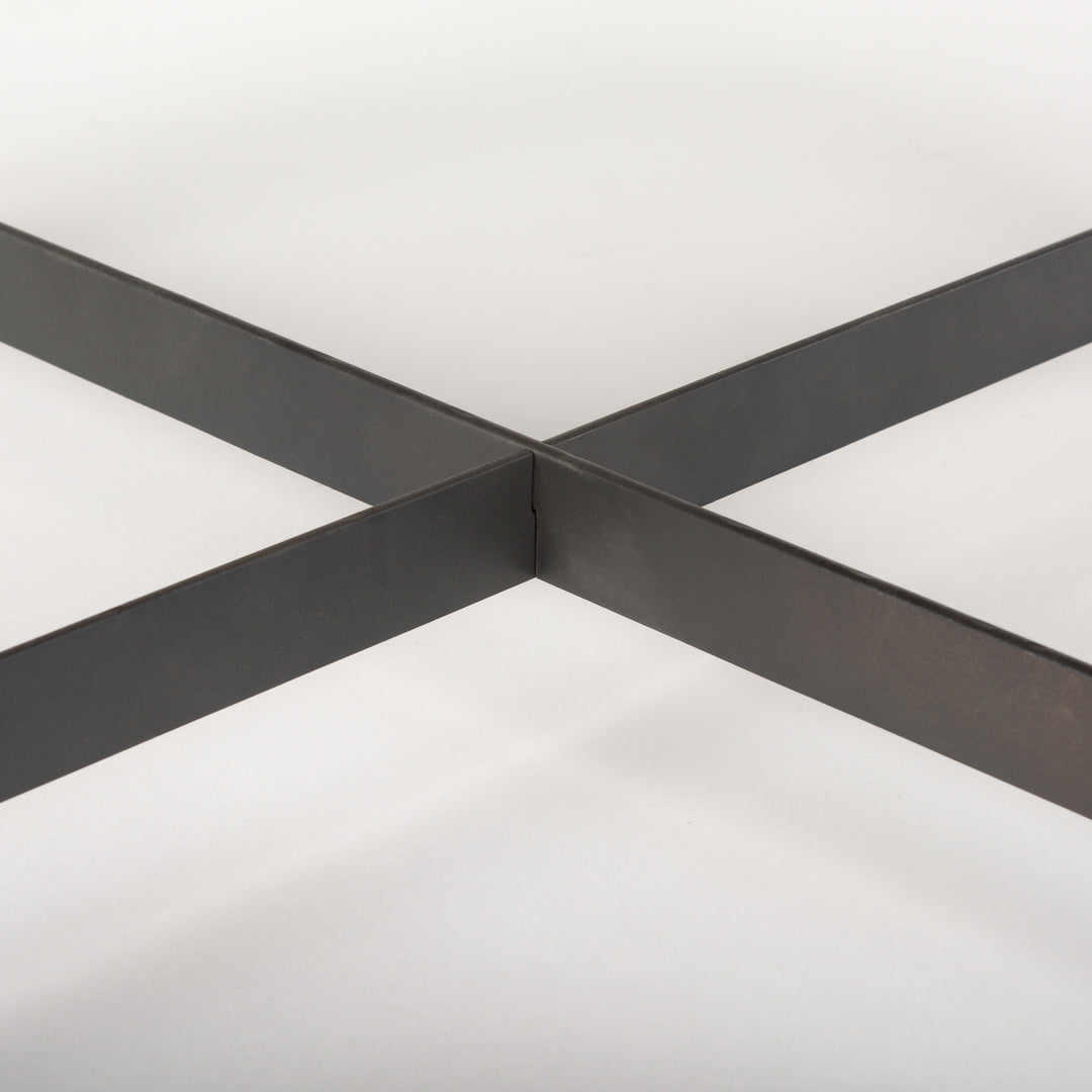 Marquisa Small Brown Wood w/ Black Metal Coffee Table Living Room Mercana