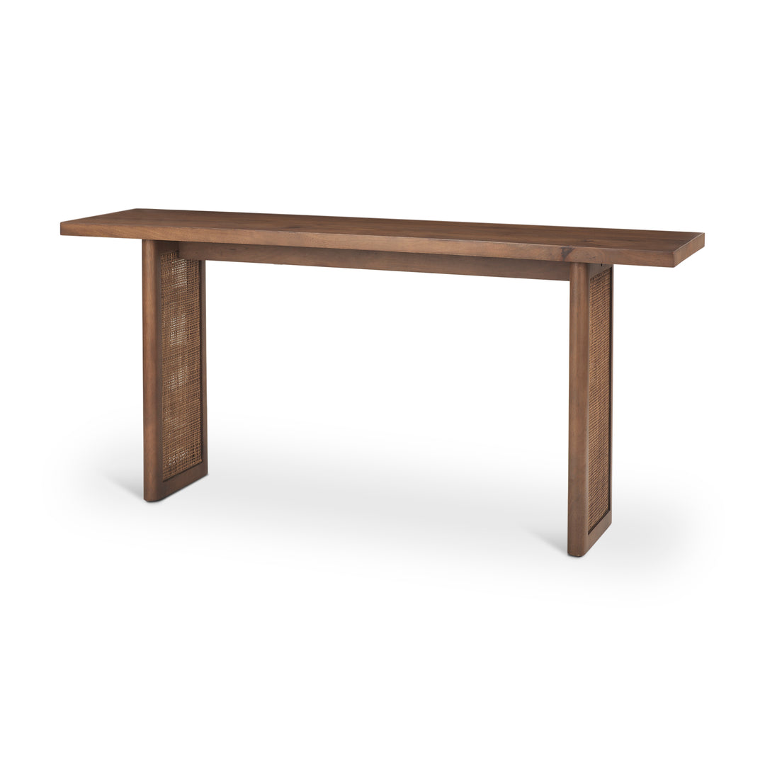 Grier 65" Medium Brown Solid Wood w/ Cane Console Table Dining Room Mercana