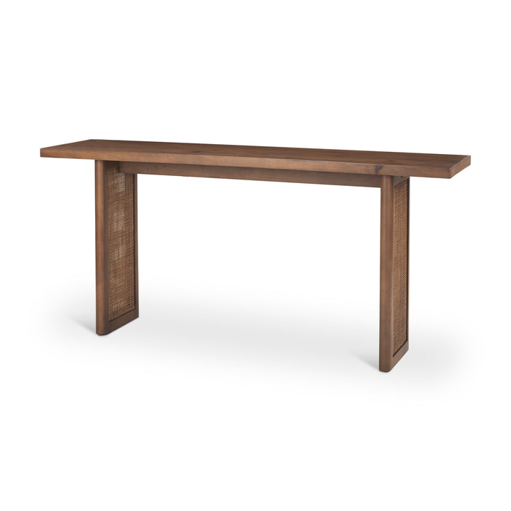 Grier 65" Medium Brown Solid Wood w/ Cane Console Table Dining Room Mercana