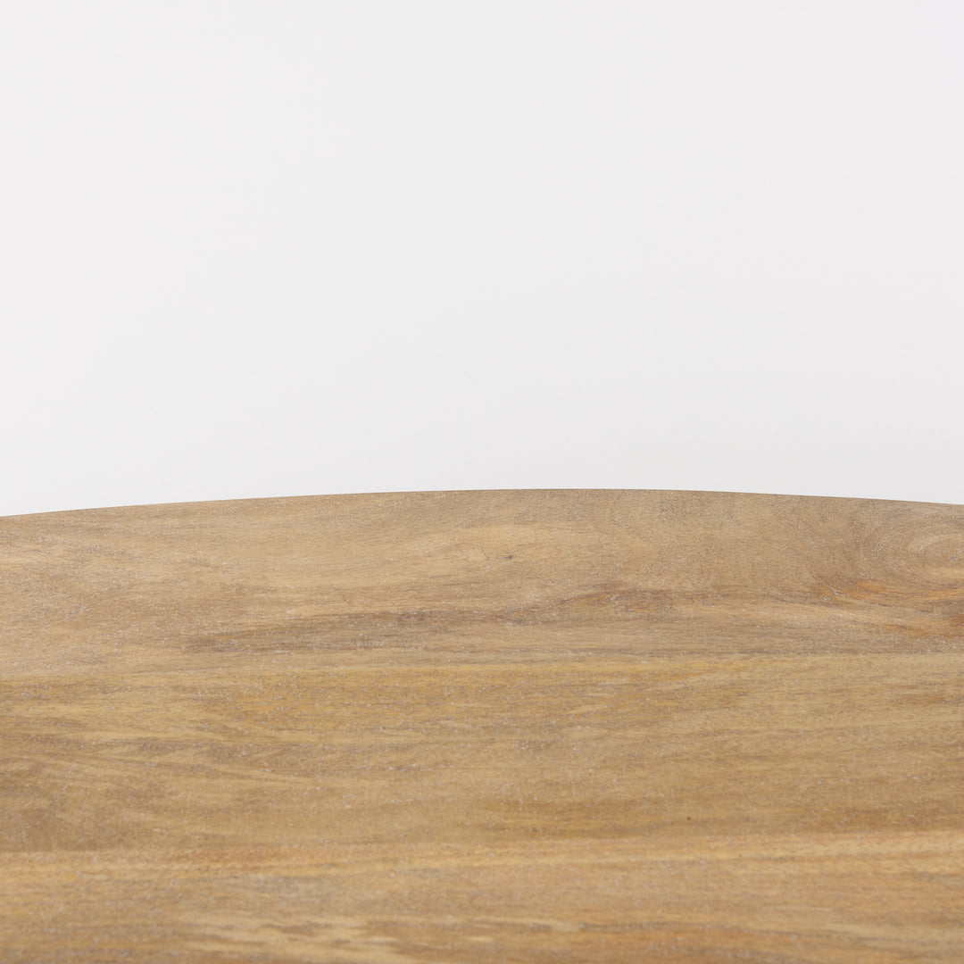 Terra Light Brown Wood Oval Fluted Coffee Table Living Room Mercana