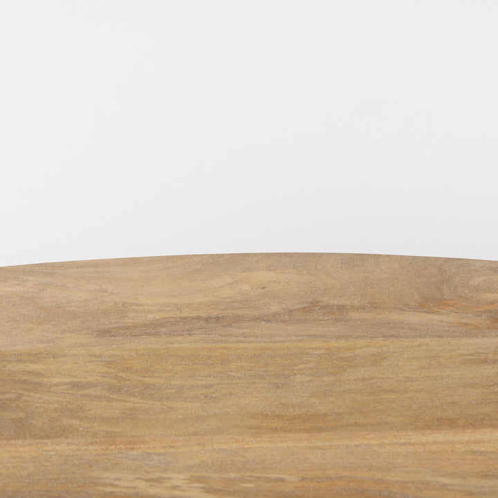 Terra Light Brown Wood Oval Fluted Coffee Table Living Room Mercana