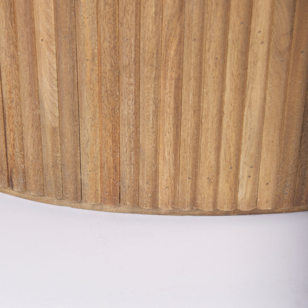 Terra Light Brown Wood Oval Fluted Coffee Table Living Room Mercana