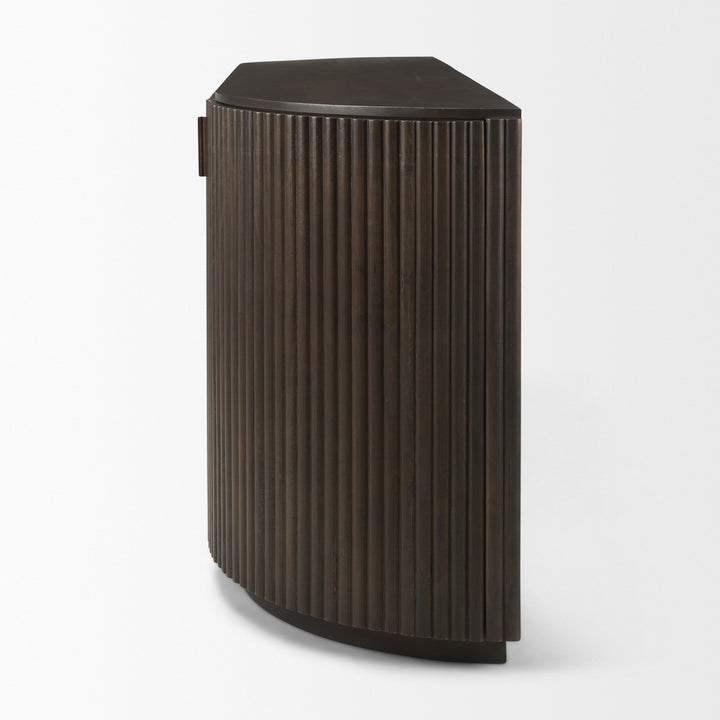 Terra Dark Brown Wood Fluted Sideboard Dining Room Mercana