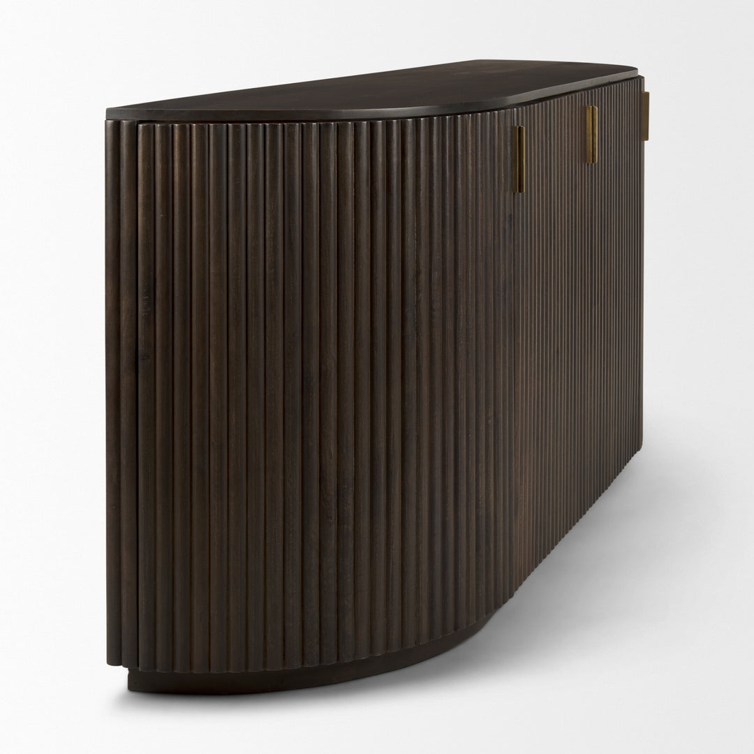 Terra Dark Brown Wood Fluted Sideboard Dining Room Mercana