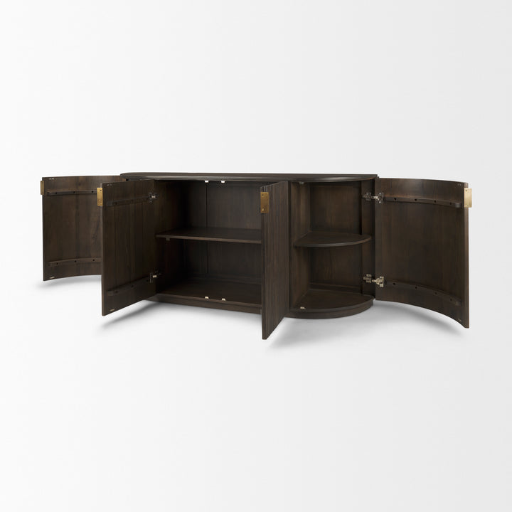 Terra Dark Brown Wood Fluted Sideboard Dining Room Mercana