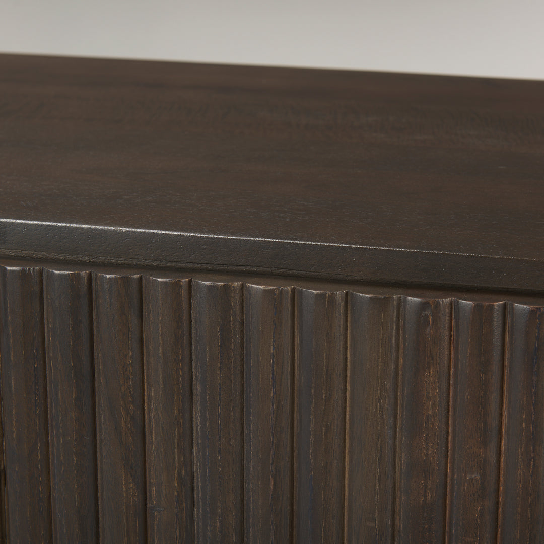 Terra Dark Brown Wood Fluted Sideboard Dining Room Mercana