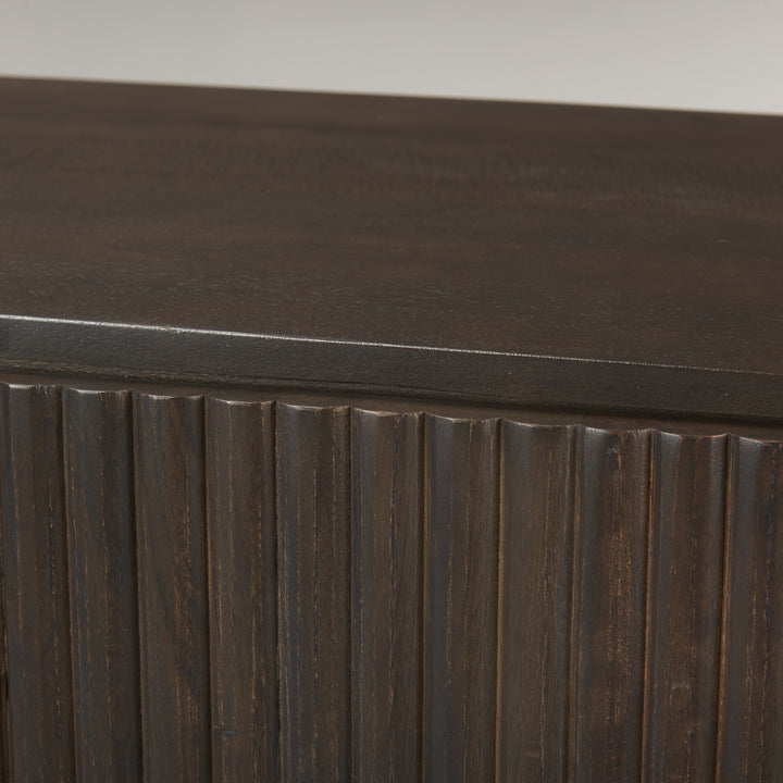 Terra Dark Brown Wood Fluted Sideboard Dining Room Mercana