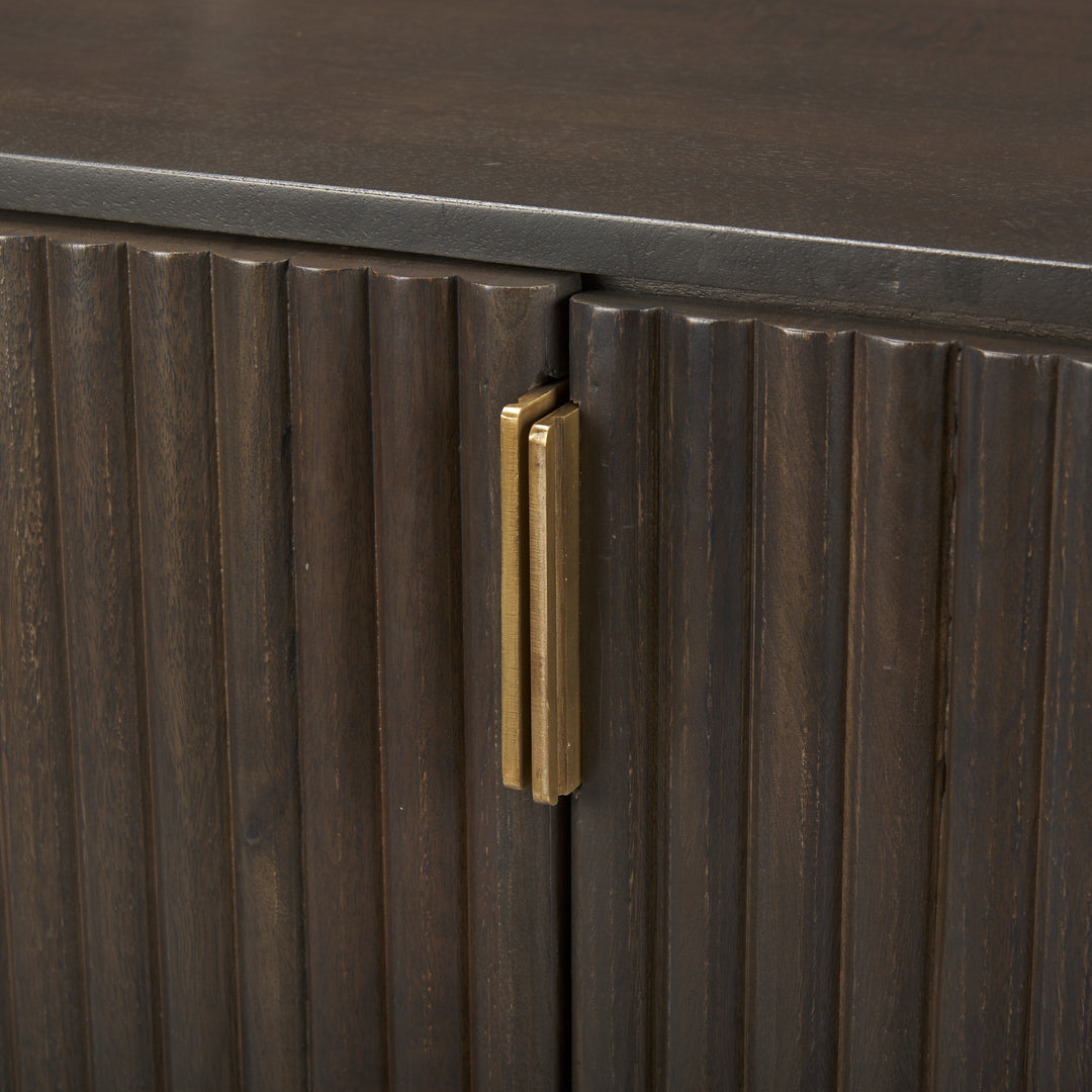 Terra Dark Brown Wood Fluted Sideboard Dining Room Mercana
