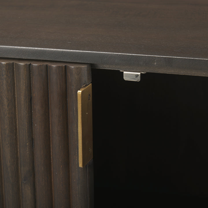 Terra Dark Brown Wood Fluted Sideboard Dining Room Mercana