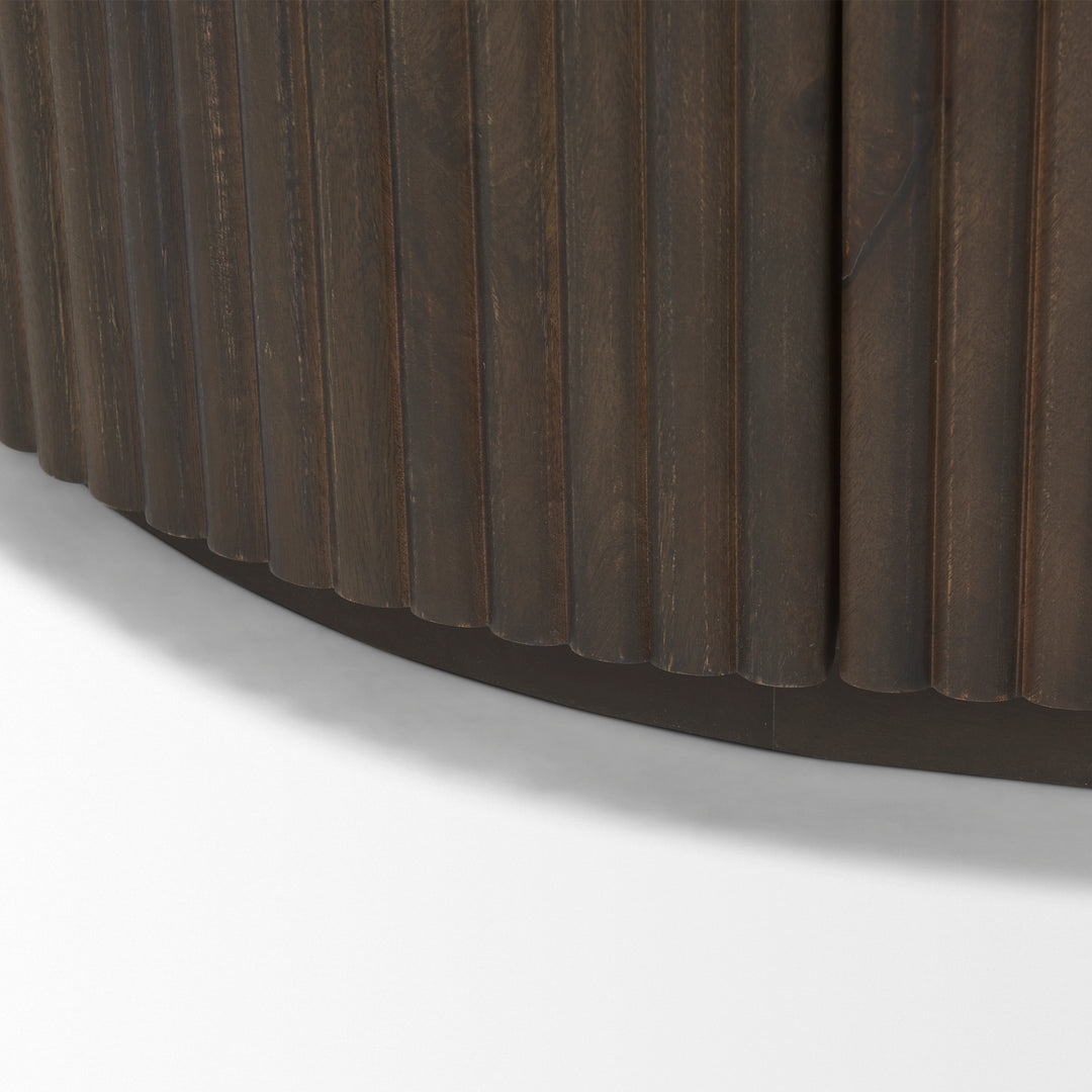Terra Dark Brown Wood Fluted Sideboard Dining Room Mercana