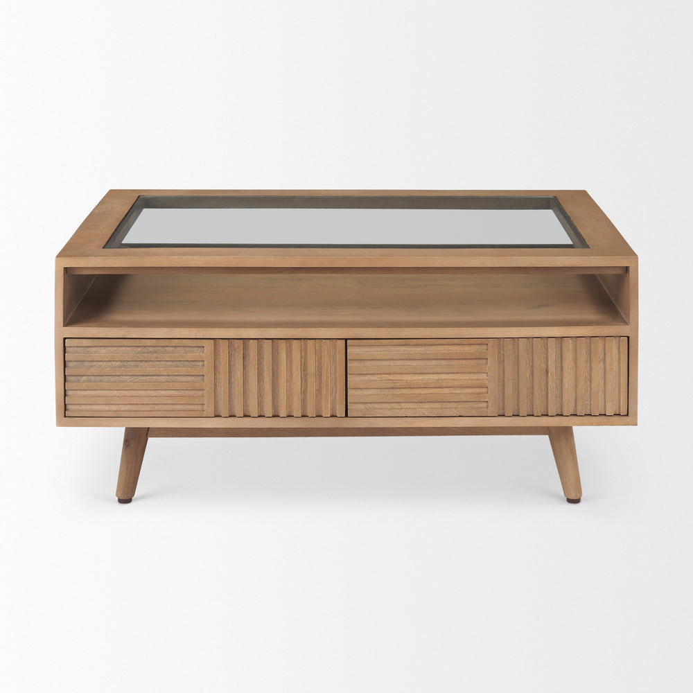 Sable Light Brown Wood Coffee Table Living Room Mercana