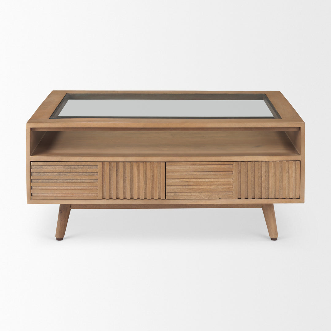 Sable Light Brown Wood Coffee Table Living Room Mercana