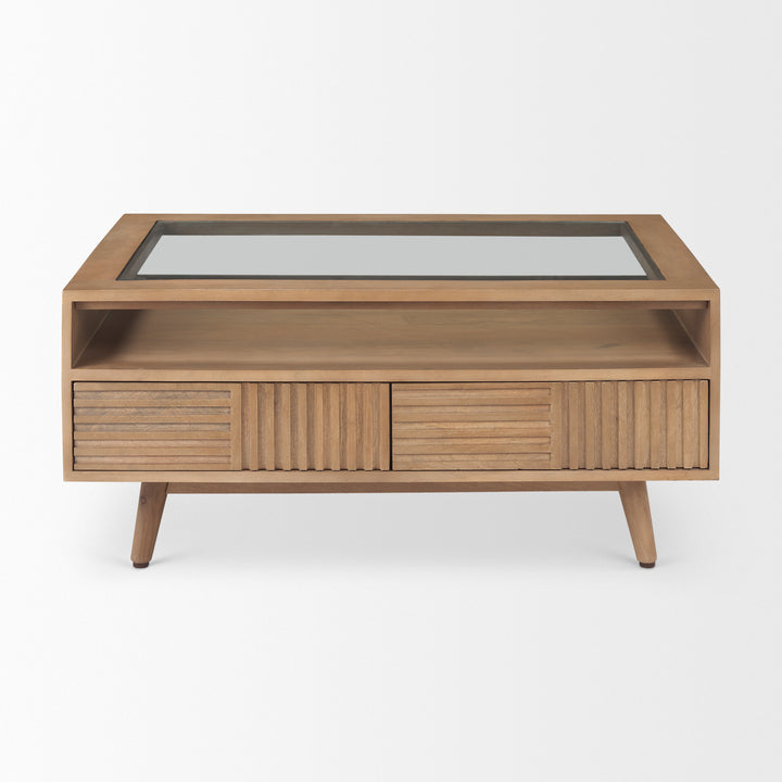 Sable Light Brown Wood Coffee Table Living Room Mercana