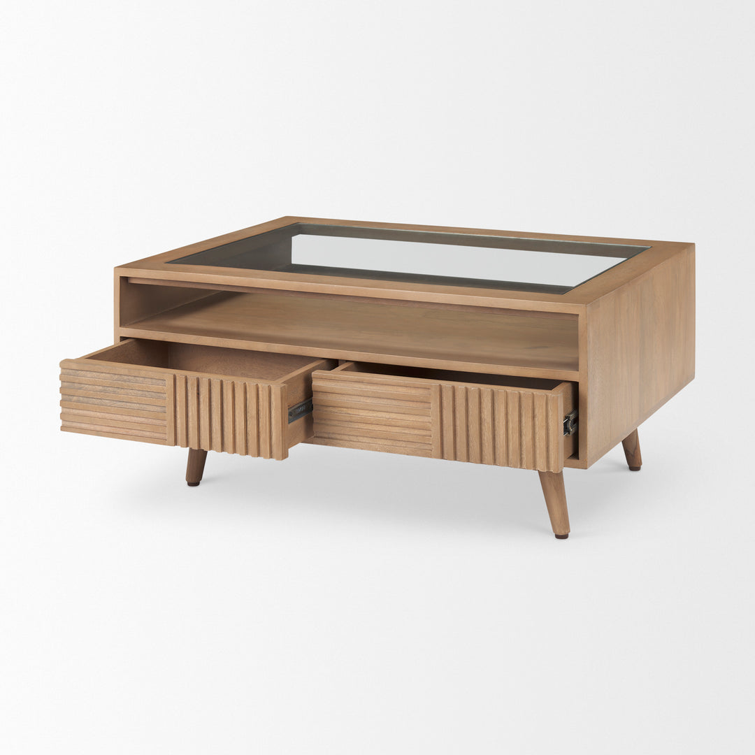Sable Light Brown Wood Coffee Table Living Room Mercana