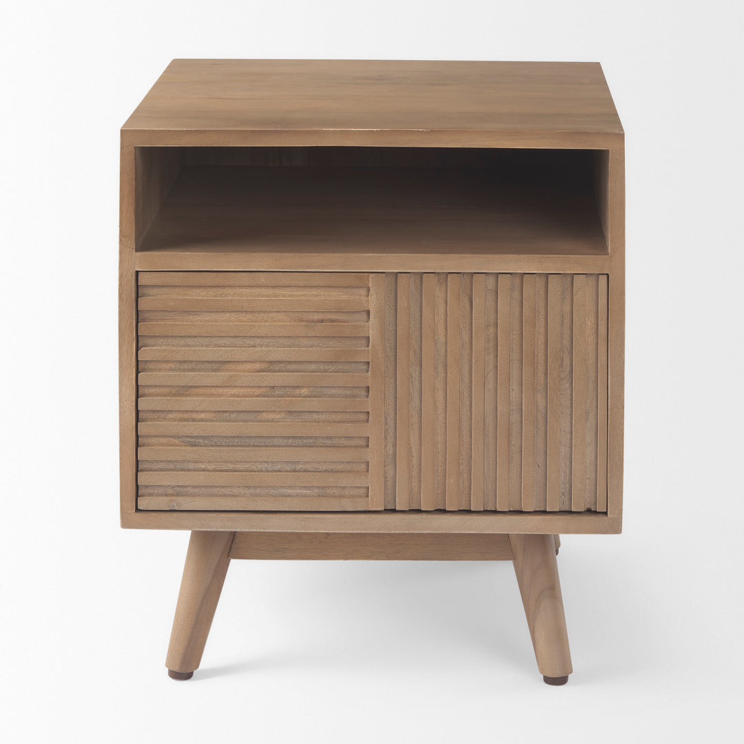 Sable Light Brown Wood Side Table Living Room Mercana