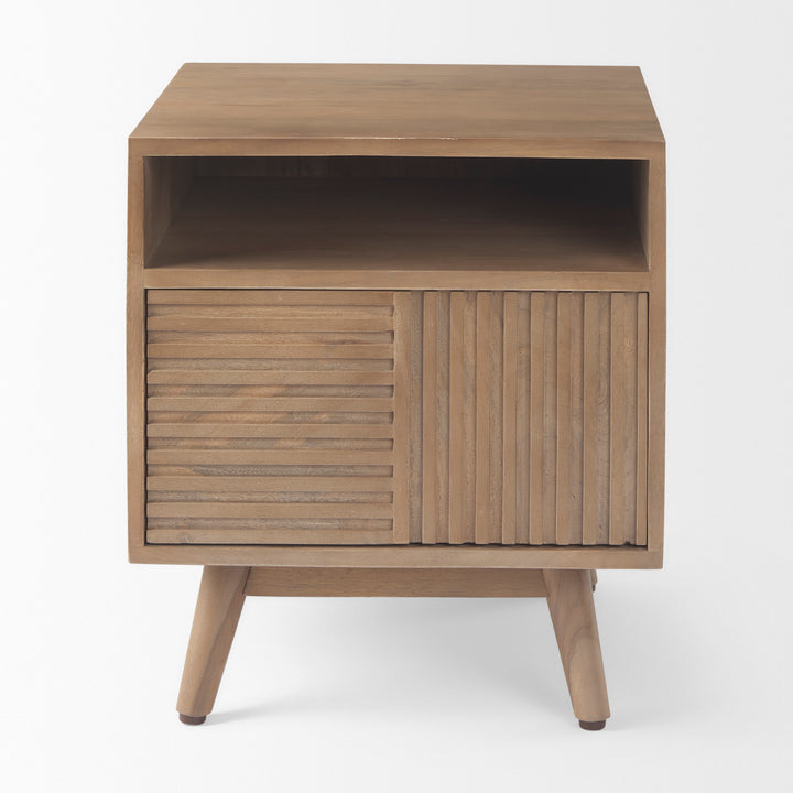 Sable Light Brown Wood Side Table Living Room Mercana