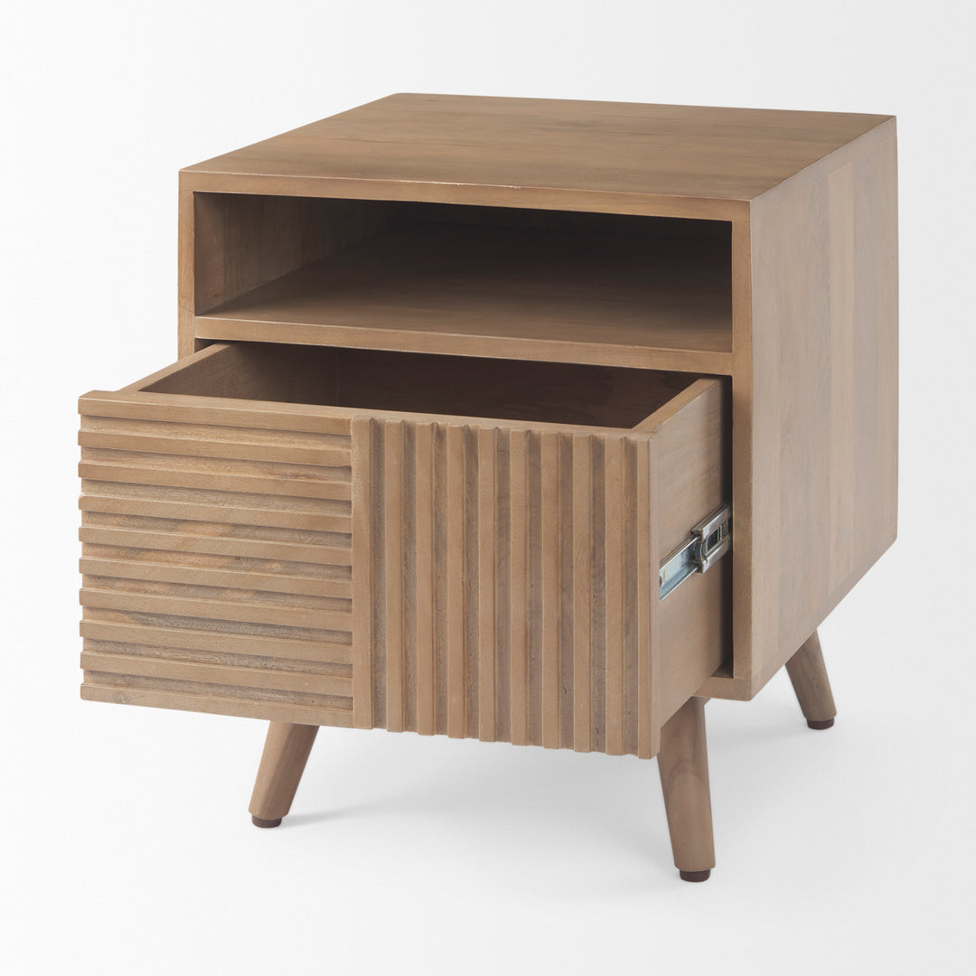 Sable Light Brown Wood Side Table Living Room Mercana