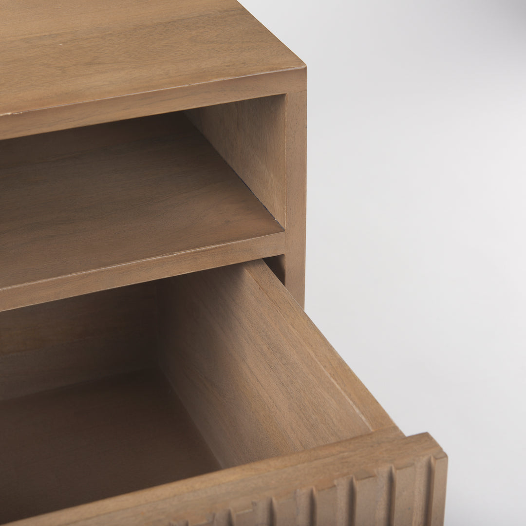 Sable Light Brown Wood Side Table Living Room Mercana