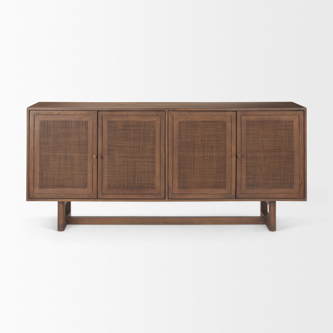 Grier Medium Brown Solid Wood W/Cane Sideboard Dining Room Mercana