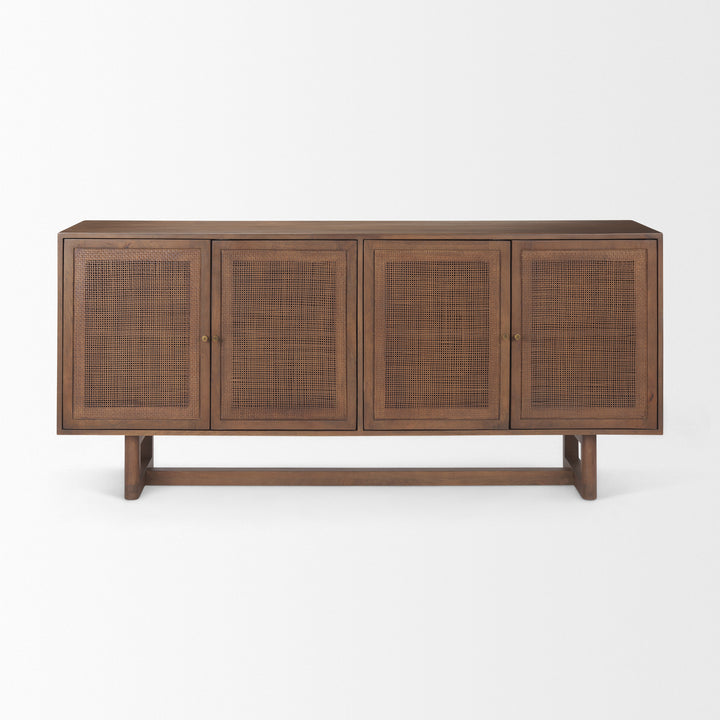 Grier Medium Brown Solid Wood W/Cane Sideboard Dining Room Mercana