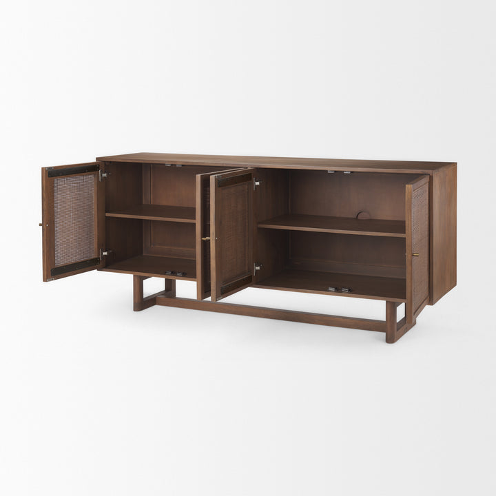 Grier Medium Brown Solid Wood W/Cane Sideboard Dining Room Mercana