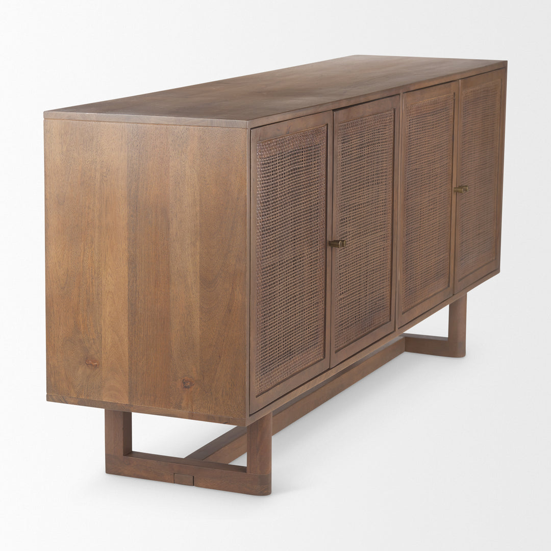 Grier Medium Brown Solid Wood W/Cane Sideboard Dining Room Mercana