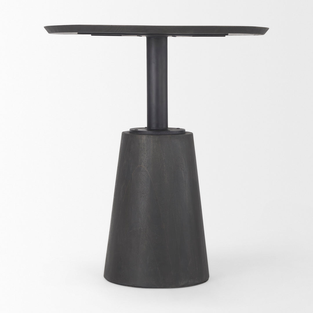Maxwell 32" Round Black-Brown Wood w/ Black Metal Pedestal Bistro Table Dining Room Mercana