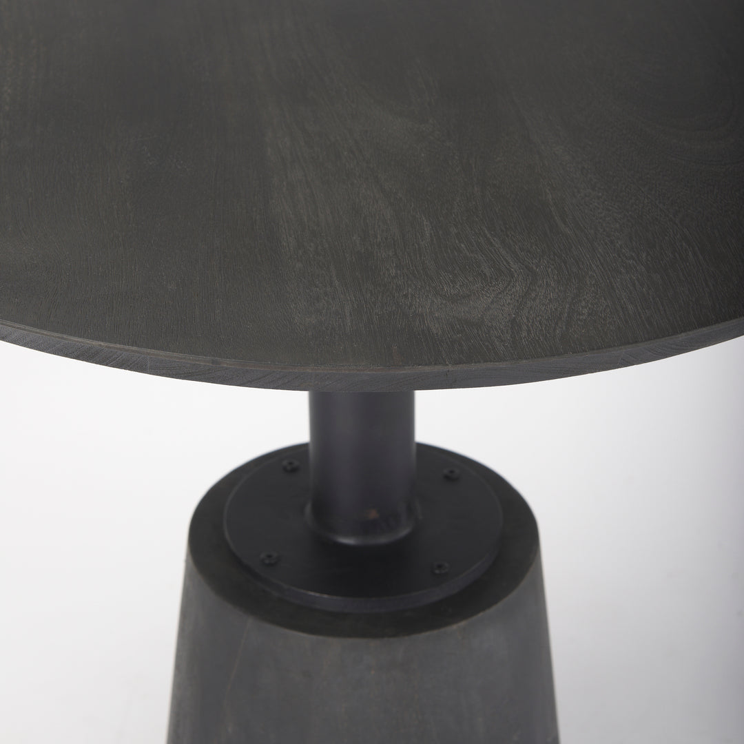 Maxwell 32" Round Black-Brown Wood w/ Black Metal Pedestal Bistro Table Dining Room Mercana