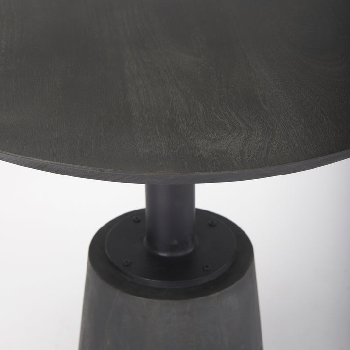 Maxwell 32" Round Black-Brown Wood w/ Black Metal Pedestal Bistro Table Dining Room Mercana