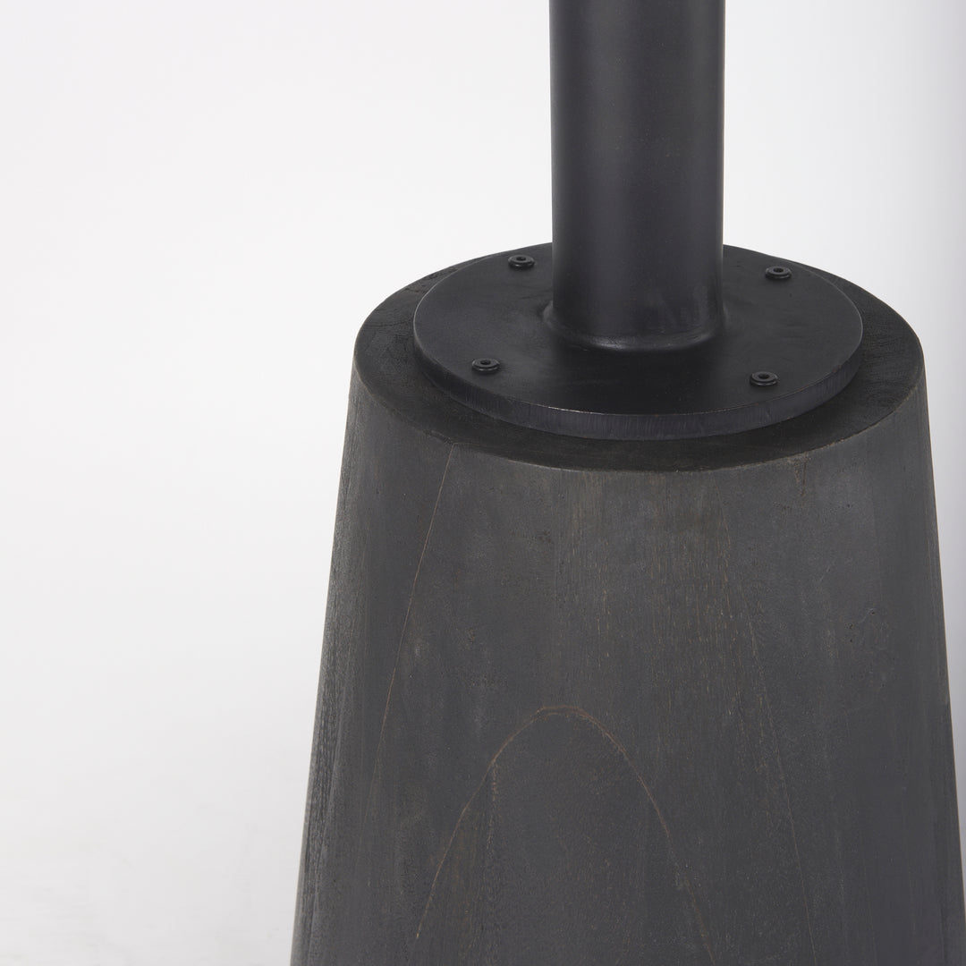 Maxwell 32" Round Black-Brown Wood w/ Black Metal Pedestal Bistro Table Dining Room Mercana