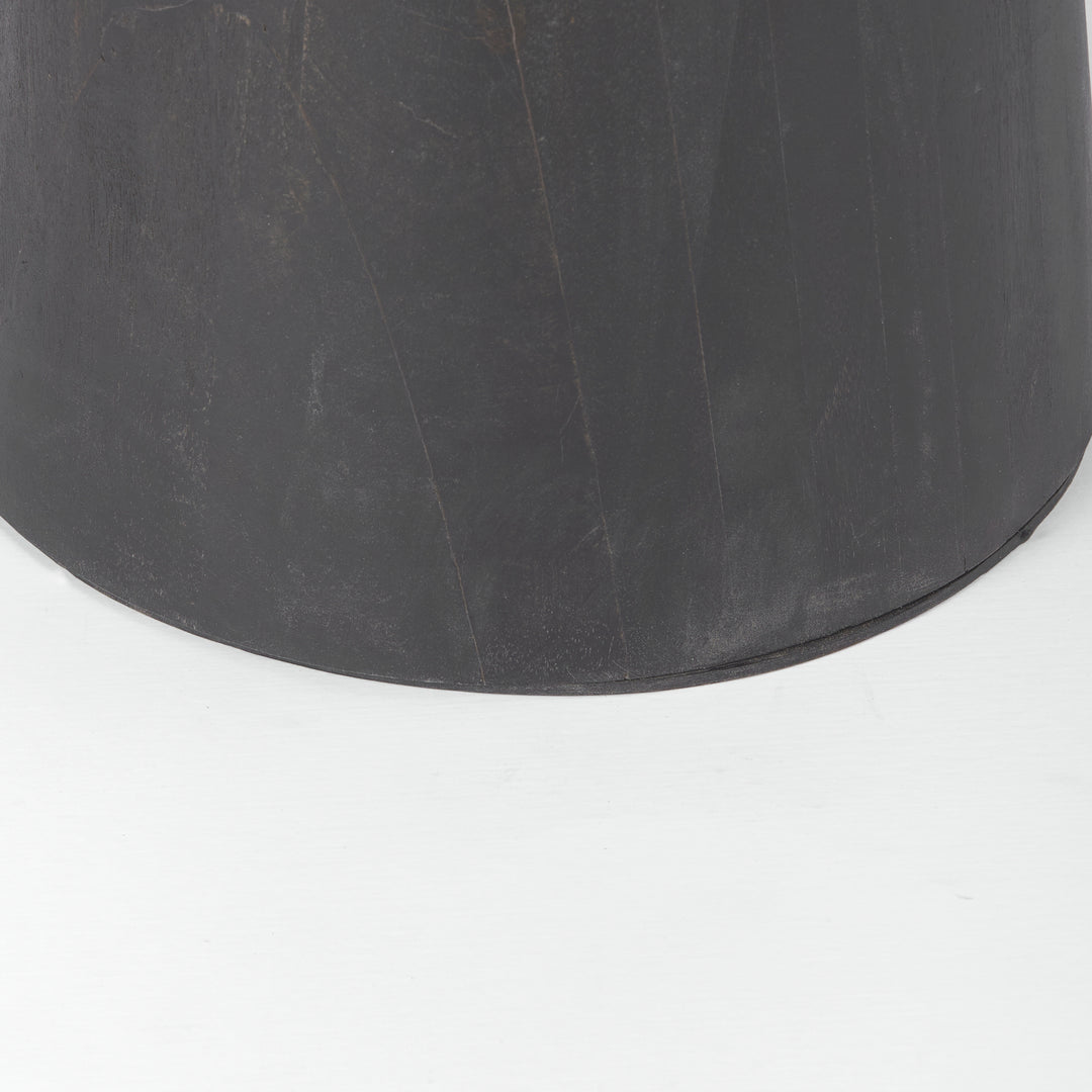 Maxwell 32" Round Black-Brown Wood w/ Black Metal Pedestal Bistro Table Dining Room Mercana