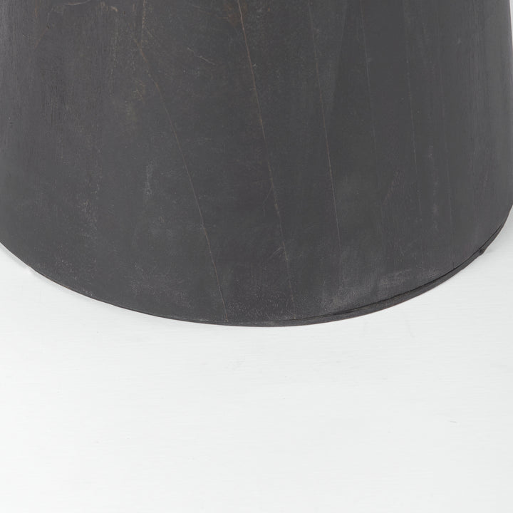 Maxwell 32" Round Black-Brown Wood w/ Black Metal Pedestal Bistro Table Dining Room Mercana