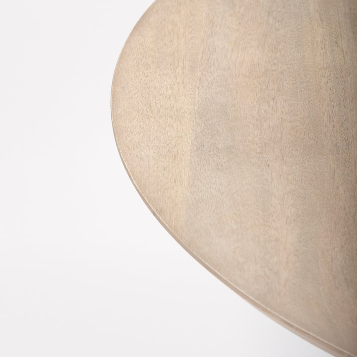 Maxwell 32" Round Light Wood Tabletop & Base w/ Gold Metal Accent Pedestal Bistro Table Dining Room Mercana