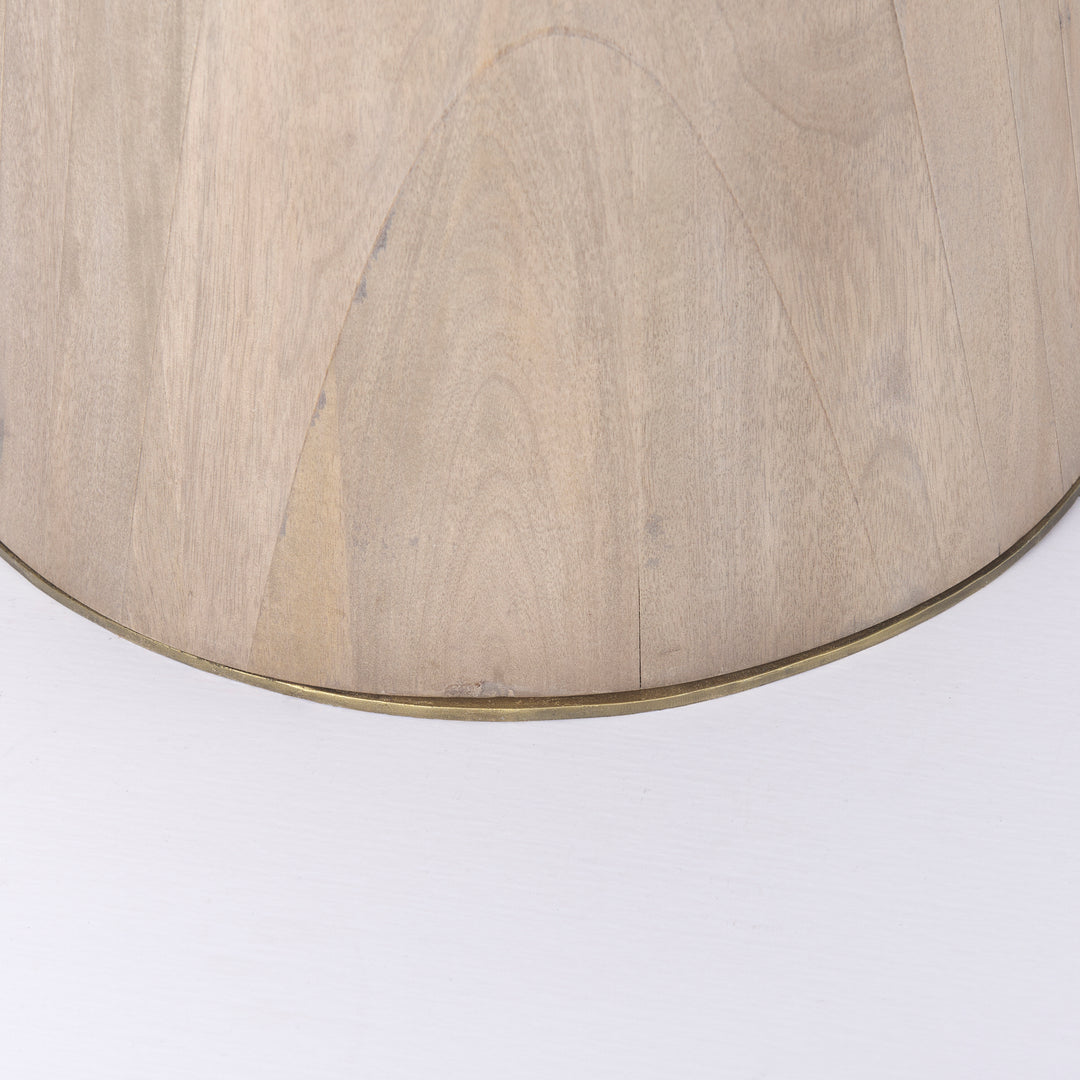 Maxwell 32" Round Light Wood Tabletop & Base w/ Gold Metal Accent Pedestal Bistro Table Dining Room Mercana