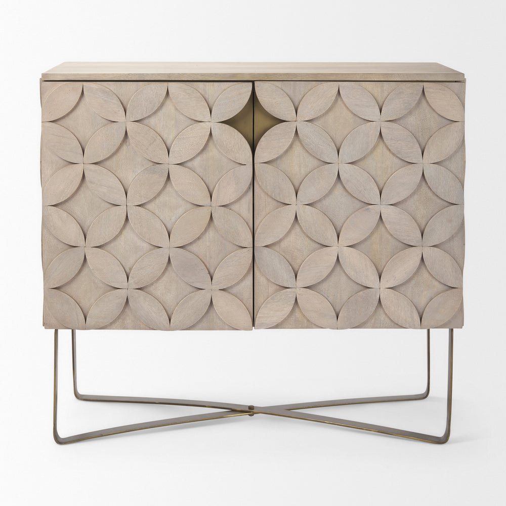 Excelsior Light Brown Wood Gold Iron Base Accent Cabinet Decor Mercana