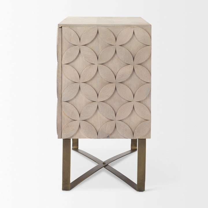 Excelsior Light Brown Wood Gold Iron Base Accent Cabinet Decor Mercana