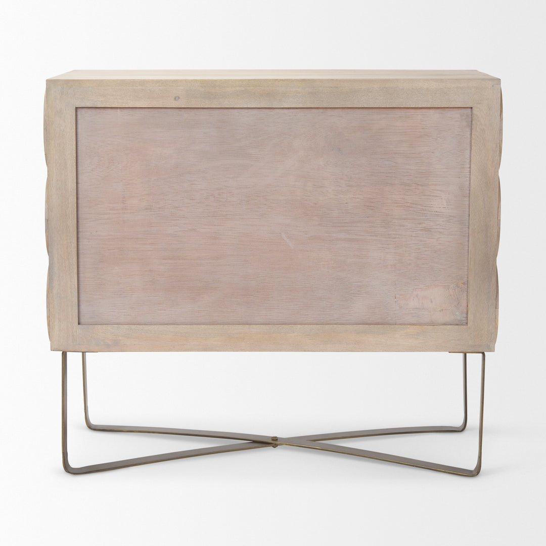 Excelsior Light Brown Wood Gold Iron Base Accent Cabinet Decor Mercana