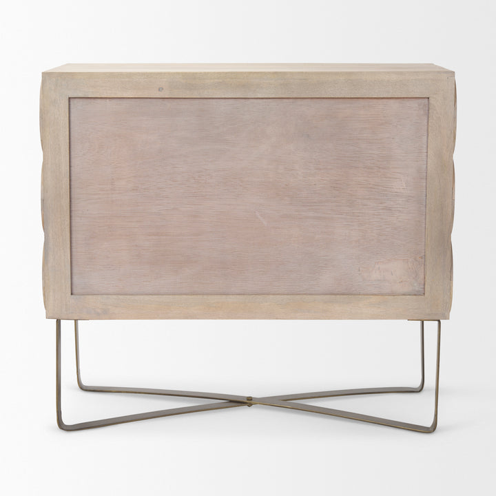 Excelsior Light Brown Wood Gold Iron Base Accent Cabinet Decor Mercana