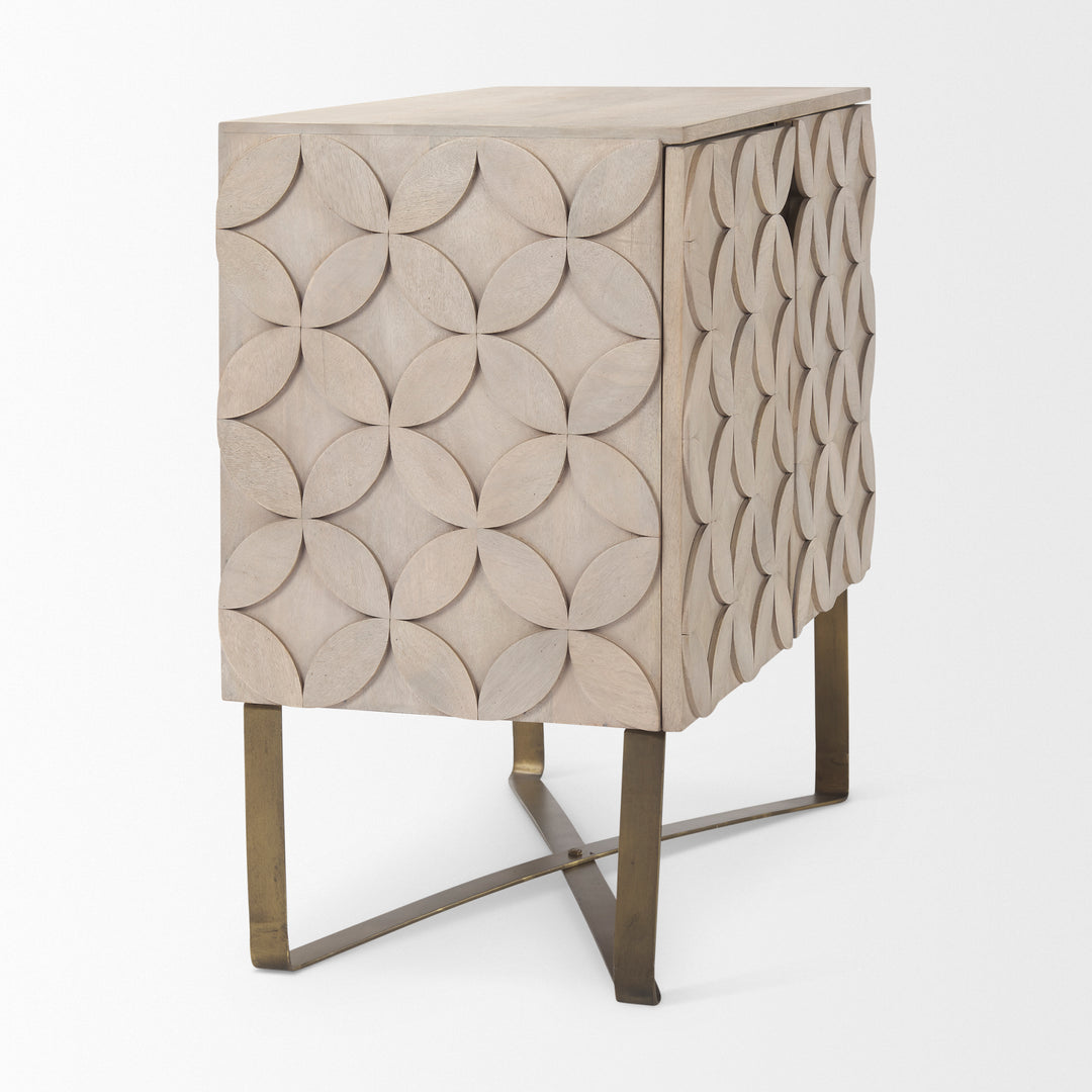 Excelsior Light Brown Wood Gold Iron Base Accent Cabinet Decor Mercana