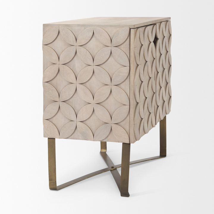 Excelsior Light Brown Wood Gold Iron Base Accent Cabinet Decor Mercana