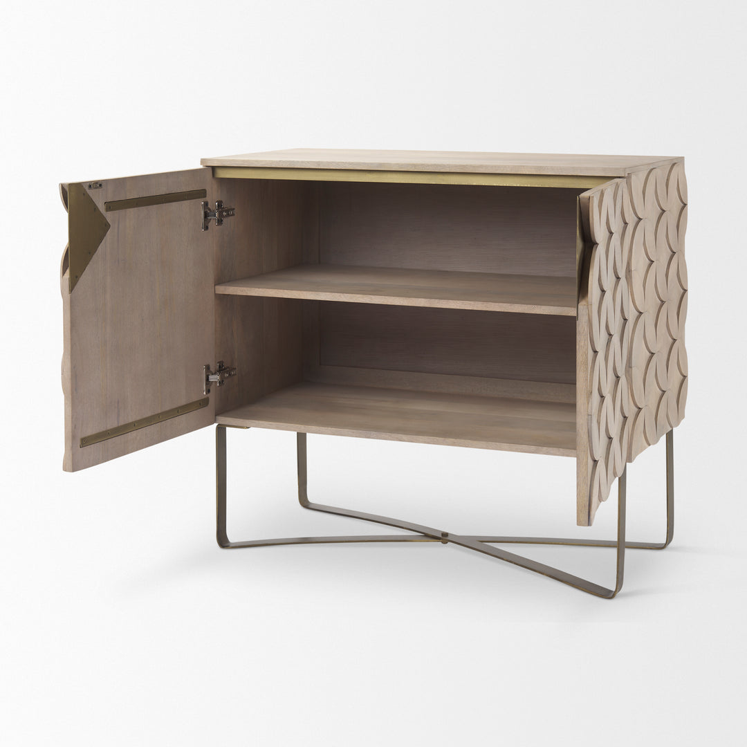 Excelsior Light Brown Wood Gold Iron Base Accent Cabinet Decor Mercana