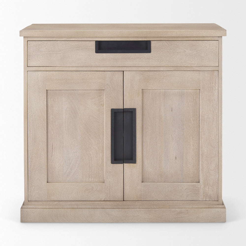 Braxton Beige Wood W/Black Accents 2 Door Accent Cabinet Decor Mercana