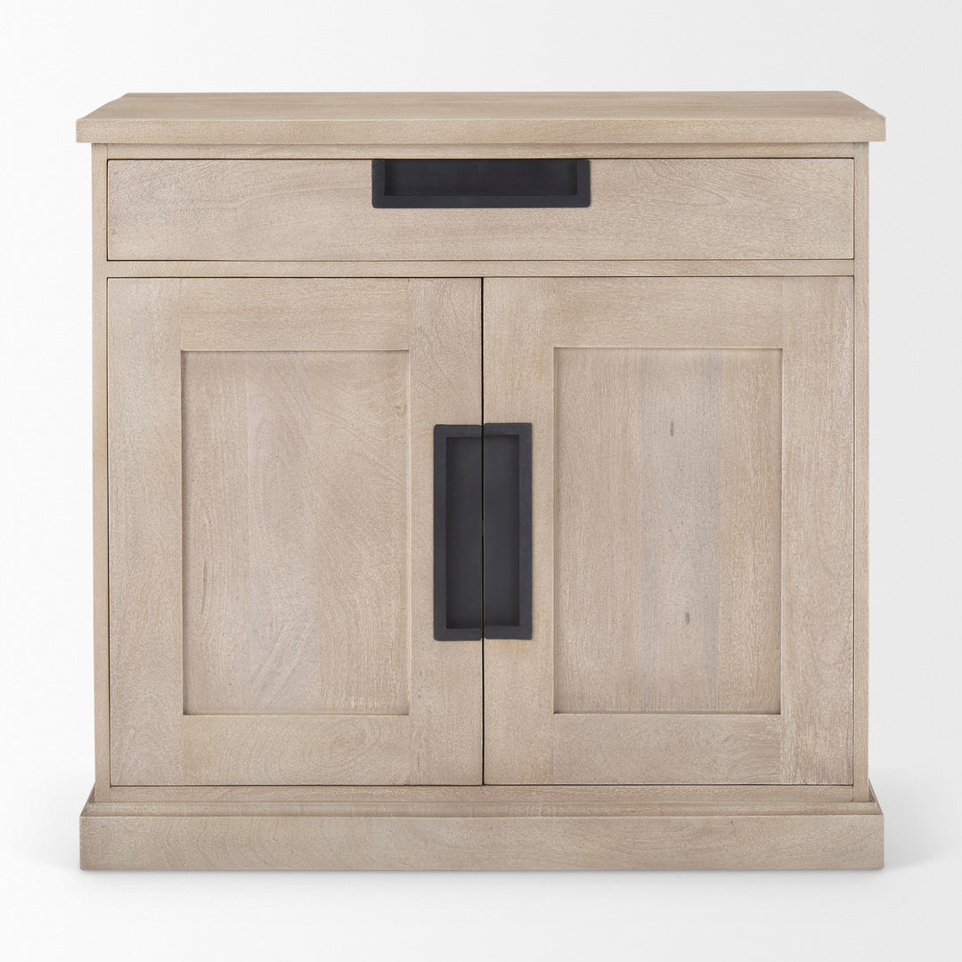 Braxton Beige Wood W/Black Accents 2 Door Accent Cabinet Decor Mercana