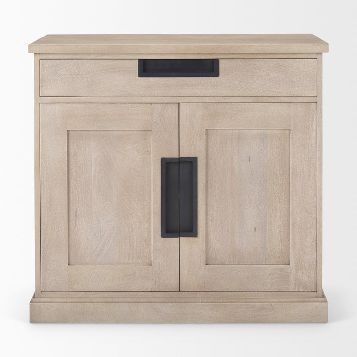 Braxton Beige Wood W/Black Accents 2 Door Accent Cabinet Decor Mercana